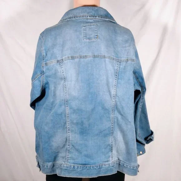 Plus Size LC Lauren Conrad Jean Jacket-Memory Wash-2X-New with Tags - Picture 3 of 3